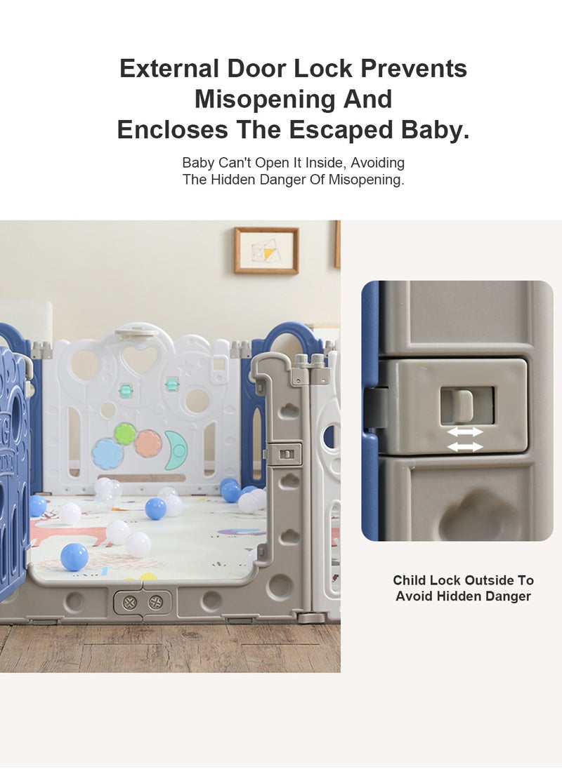 MaBaby - 18+1 Panels Baby Playpen,  Baby Play Yard Large Kids Safety Activity Play Center, Portable Baby Fence Play Area Baby Gate Playpen Safety Activity Center Adjustable Shape - Image 1