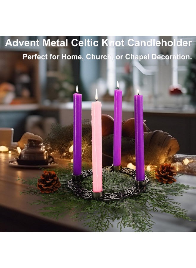 Shellwei Shellwei Advent Wreath Candle Holder with Metal Celtic Knot Advent Metal Candleholder Ring Wreath Nativity Joy, Faith, Love, Hope Candle Holder for Xmas Centerpiece Decor Church (Candles Not Included)  - Image 4