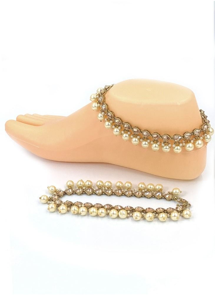 GOHONA - GOHONA Indian Traditional Bollywood Style Ethnic  2 Payal Anklet for Women - Image 1