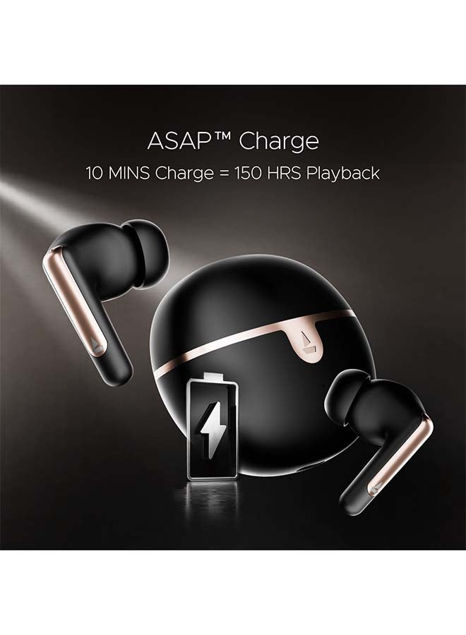 boAt Airdopes 161 ANC ELITE TWS Earbuds with 32dB Active Noise Cancellation, 50hrs Playback, 50ms Low Latency BEAST™ Mode, 4 Mics with ENx™, Dual EQs, IWP™, ASAP™ Charge, BT v5.3 And IPX5 Resistance - Black - Image 3