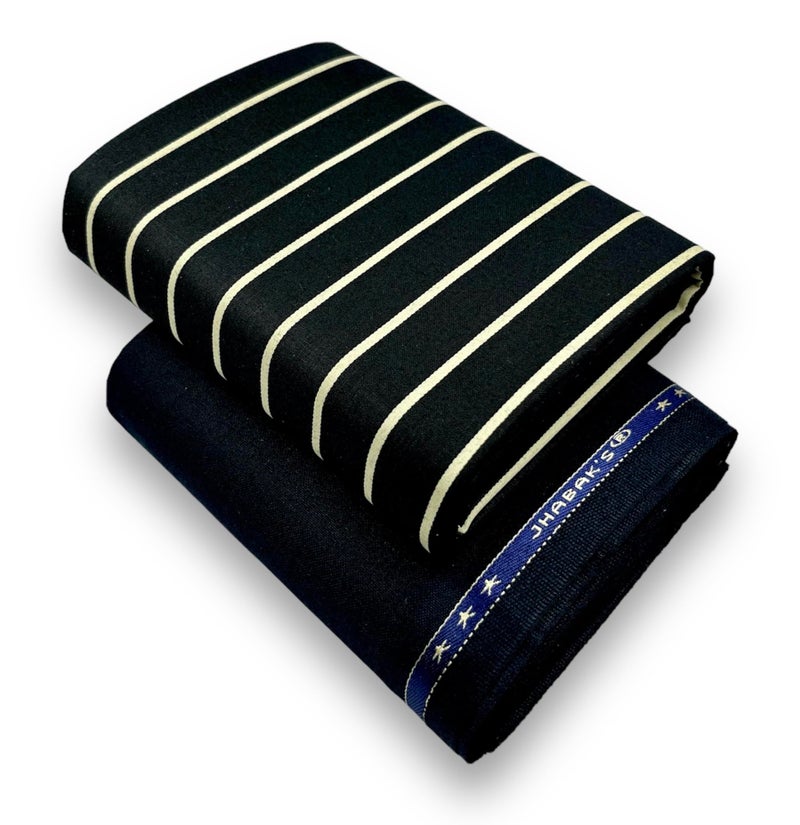 JHABAK'S Unstitched Premium Strip Cotton Blend Shirt & Trouser Fabric - 2.35 m Shirt Cloth - 1.30 m Pant Piece (W1) - Image 1
