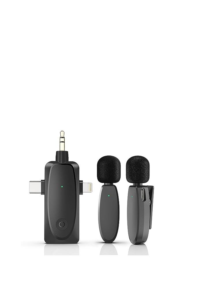 3 in 1 Wireless Lavalier dual Microphone for iPhone Android Camera and Laptop 2.4G Ultra Low Mini Microphone Lapel Mic with Noise Reduction - Image 1