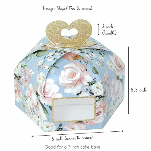 Chic a Choc Half Kg Cake Box with Handle/Hamper Box – ChicaChoc Blue Floral (Pack of 8) Home Bakers, Birthday Wedding Favour, Baby Shower - Image 3