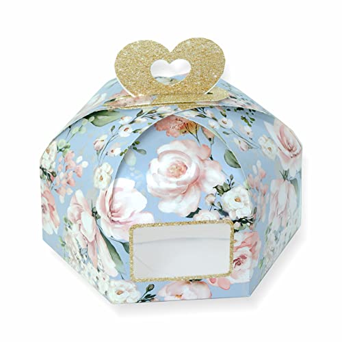 Chic a Choc Half Kg Cake Box with Handle/Hamper Box – ChicaChoc Blue Floral (Pack of 8) Home Bakers, Birthday Wedding Favour, Baby Shower - Image 1
