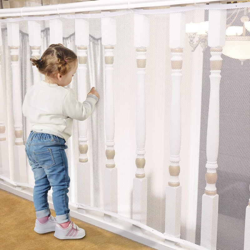 MsAnya Baby Safety Stair Railing Net Baby Proofing Stair Balcony Banister Rail Guard Child Safety Stair Protection Safe Rail Indoor Outdoor 3m/6m L x 78cm H, White (6m length × 78cm height) - Image 2