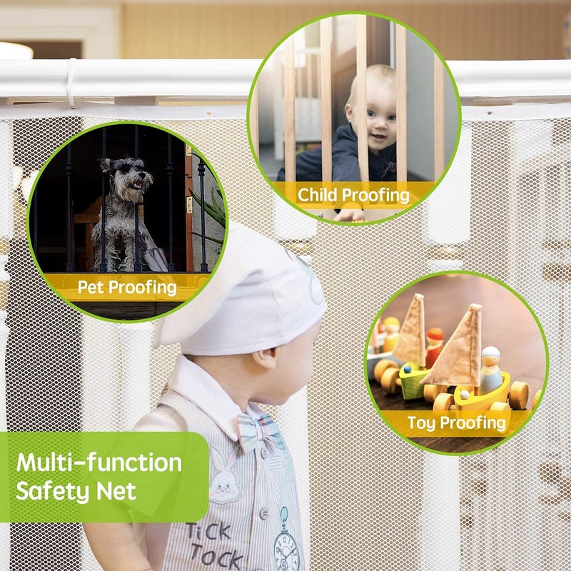 MsAnya Baby Safety Stair Railing Net Baby Proofing Stair Balcony Banister Rail Guard Child Safety Stair Protection Safe Rail Indoor Outdoor 3m/6m L x 78cm H, White (6m length × 78cm height) - Image 3