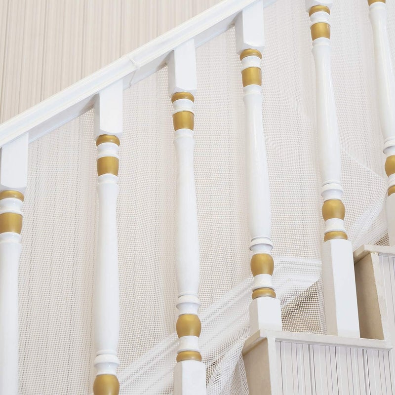 MsAnya Baby Safety Stair Railing Net Baby Proofing Stair Balcony Banister Rail Guard Child Safety Stair Protection Safe Rail Indoor Outdoor 3m/6m L x 78cm H, White (6m length × 78cm height) - Image 1