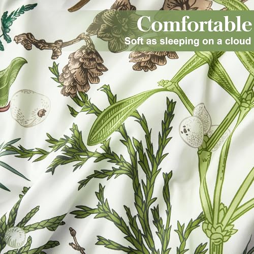 keensoft Queen Comforter Set - 3 Pieces Botanical Bedding Comforter Set, 1 Soft Vintage Beige Plant Flowers Comforter (90"x90") and 2 Pillow Shams(20"x26") Ultra-Soft Comfort Suitable for All Seasons - Image 5