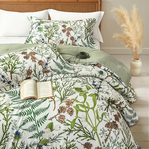 keensoft Queen Comforter Set - 3 Pieces Botanical Bedding Comforter Set, 1 Soft Vintage Beige Plant Flowers Comforter (90"x90") and 2 Pillow Shams(20"x26") Ultra-Soft Comfort Suitable for All Seasons - Image 3