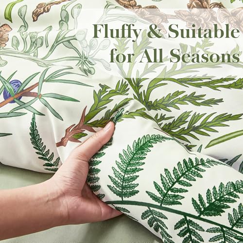 keensoft Queen Comforter Set - 3 Pieces Botanical Bedding Comforter Set, 1 Soft Vintage Beige Plant Flowers Comforter (90"x90") and 2 Pillow Shams(20"x26") Ultra-Soft Comfort Suitable for All Seasons - Image 4