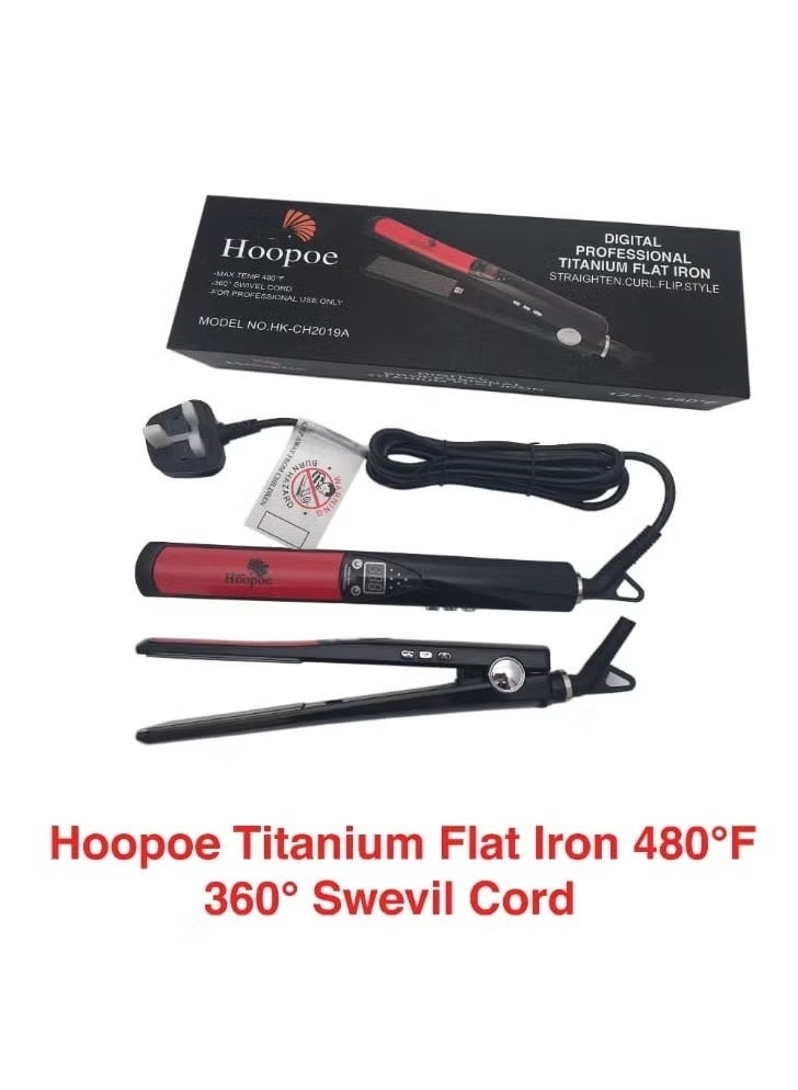 Hoopoe Digital Titanium Flat iron Black and red - Image 1