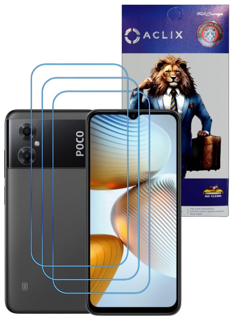 ACLIX 3 Pieces Antistatic ESD Dustproof Premium Quality High Definition Clear Tempered Glass Screen Protector Designed For Xiaomi Poco M4 5G - Image 1