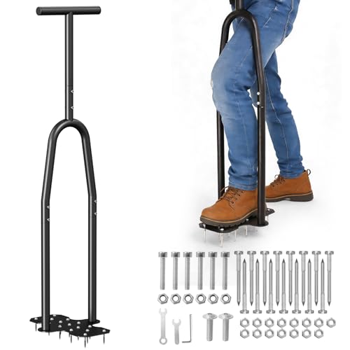 eWonLife Lawn Aerator Tool, Step-Through Design Manual Yard Aerator, Full Foot Pedal for Joint-Friendly, Ergonomic Full Leg Force for Grass & Soil Aeration, Lawn & Garden Care, 15 Spike Hand Aerator - Image 1