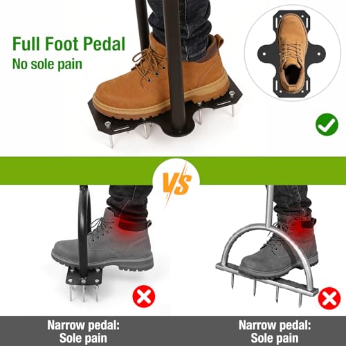 eWonLife Lawn Aerator Tool, Step-Through Design Manual Yard Aerator, Full Foot Pedal for Joint-Friendly, Ergonomic Full Leg Force for Grass & Soil Aeration, Lawn & Garden Care, 15 Spike Hand Aerator - Image 3
