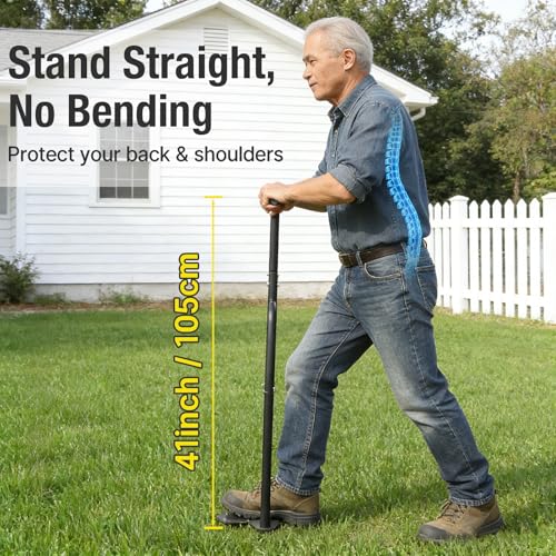 eWonLife Lawn Aerator Tool, Step-Through Design Manual Yard Aerator, Full Foot Pedal for Joint-Friendly, Ergonomic Full Leg Force for Grass & Soil Aeration, Lawn & Garden Care, 15 Spike Hand Aerator - Image 4