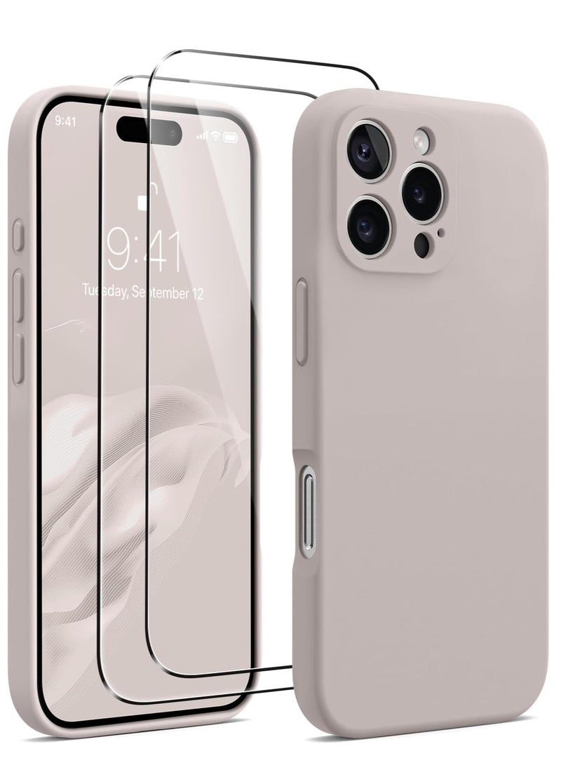 ELTRAZONE Compatible with iPhone 16 Pro Max Case, Silicone Upgraded [Camera Protection], [Compatible with MagSafe], Anti-Scratch Microfiber Lining Inside with 2 Screen Protectors – Titanium - Image 1