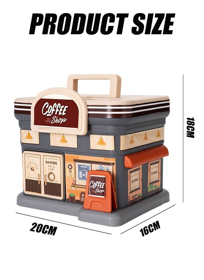 Aikenn Creative piggy bank piggy bank children's piggy bank toy diy large capacity children's piggy bank with key storage home decoration large capacity street view piggy bank children's toy children's piggy bank (brown)  - Image 2