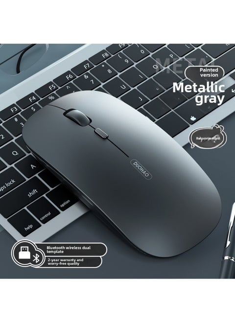 Bluetooth Wireless Mouse Rechargeable Mute Silent Notebook Desktop Home Office Game Unlimited 2.4g Mouse-Specifications:[Bluetooth Dual Template/2.4g + Bluetooth] Metal Grey-Mute Button-DPI Adjustment-Intelligent Sleep