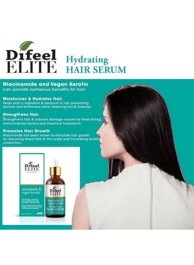 difeel سيروم الشعر المرطب النخبة مع النياسيناميد + الكيراتين النباتي 2 أونصة. سيروم شعر نباتي لنمو الشعر والشعر الطبيعي - Image 2