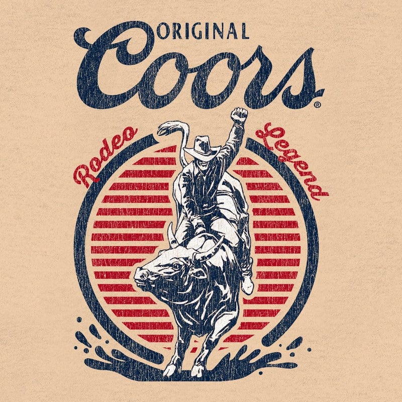 Tee Luv Men's Original Coors Rodeo Legend Double Sided Beer Logo Shirt, Cream, L - Image 4