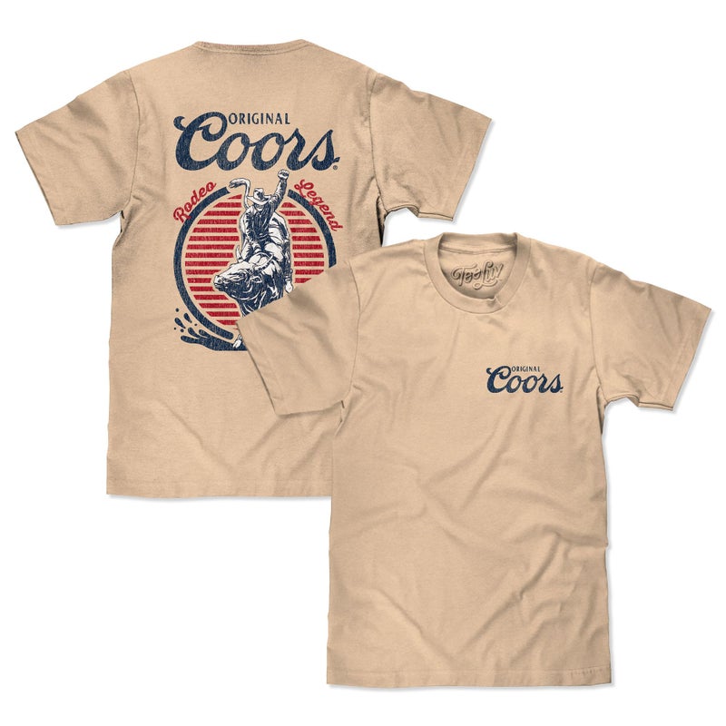 Tee Luv Men's Original Coors Rodeo Legend Double Sided Beer Logo Shirt, Cream, L - Image 5