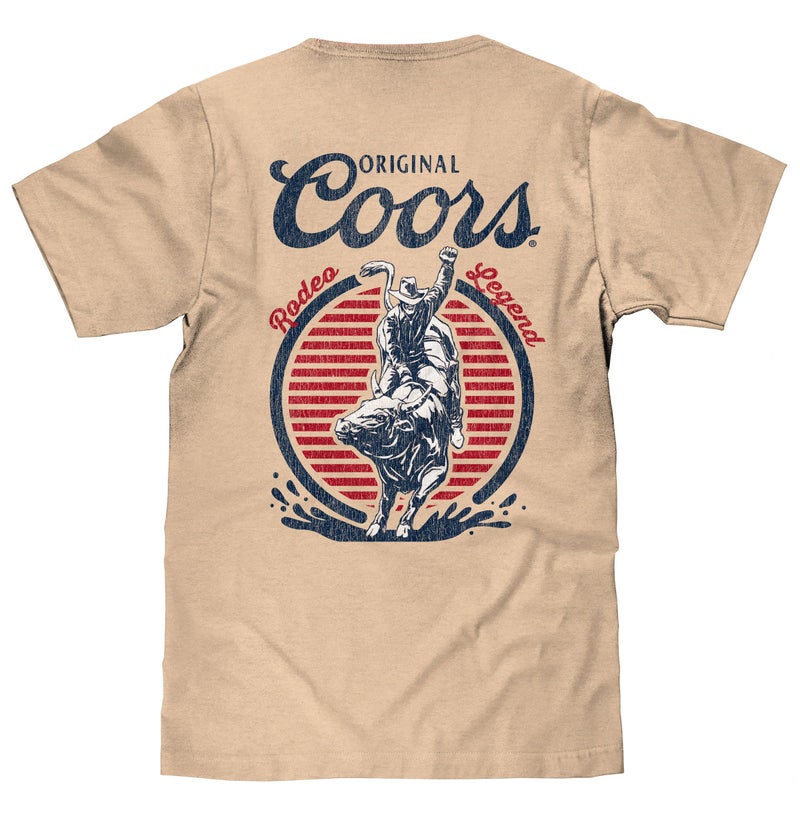 Tee Luv Men's Original Coors Rodeo Legend Double Sided Beer Logo Shirt, Cream, L - Image 3