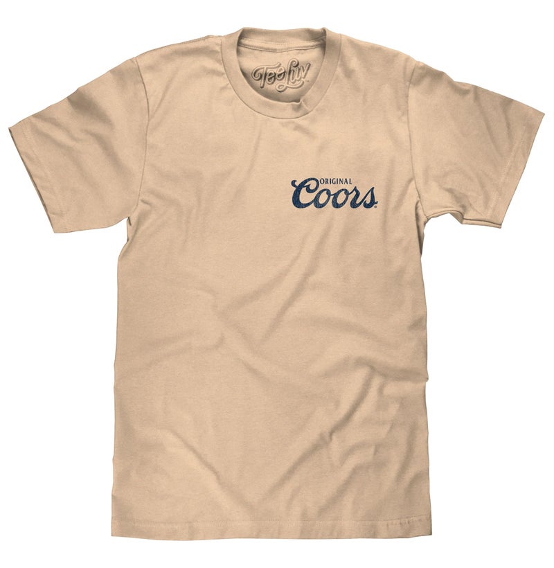Tee Luv Men's Original Coors Rodeo Legend Double Sided Beer Logo Shirt, Cream, L - Image 1