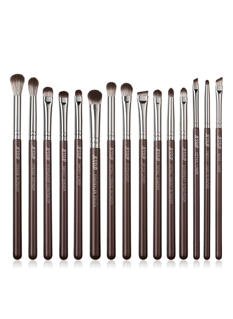 Jessup Jessup Eye Makeup Brushes Set Professional 15pcs Brown Eyeshadow Brush Eyebrow Concealer Eyeliner Blending Brush for Makeup Premium Synthetic Eye Brush Set T499  - Image 1