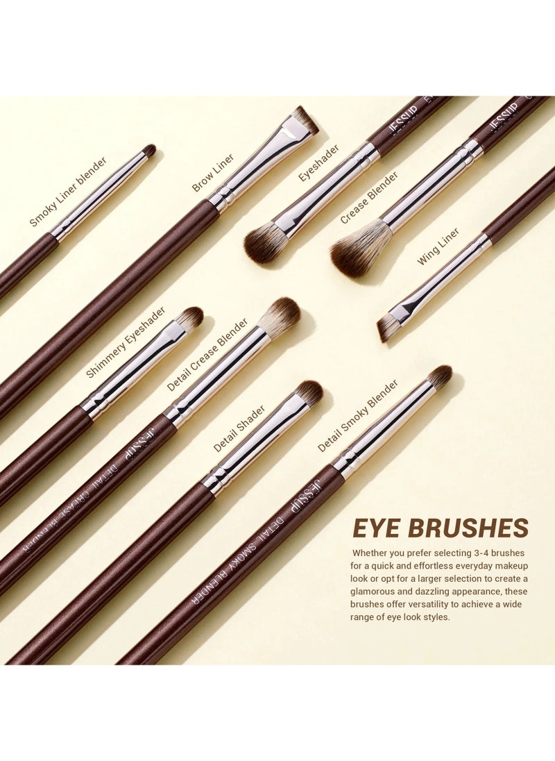 Jessup Jessup Eye Makeup Brushes Set Professional 15pcs Brown Eyeshadow Brush Eyebrow Concealer Eyeliner Blending Brush for Makeup Premium Synthetic Eye Brush Set T499  - Image 2