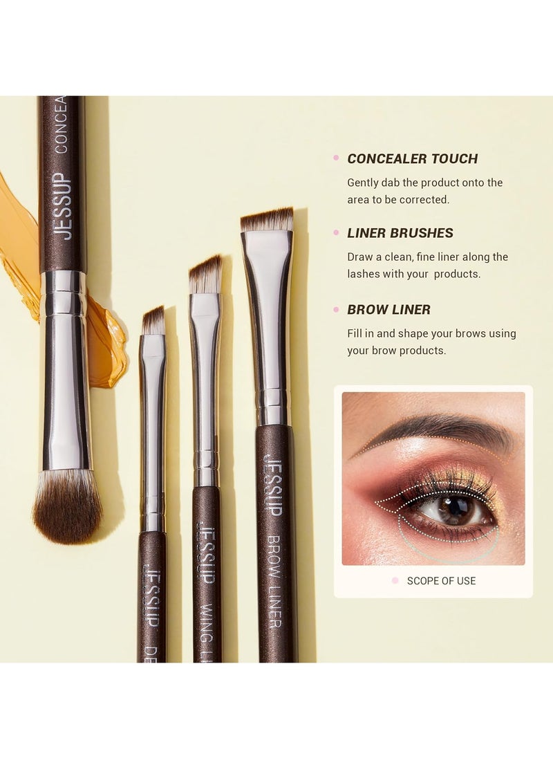 Jessup Jessup Eye Makeup Brushes Set Professional 15pcs Brown Eyeshadow Brush Eyebrow Concealer Eyeliner Blending Brush for Makeup Premium Synthetic Eye Brush Set T499  - Image 4