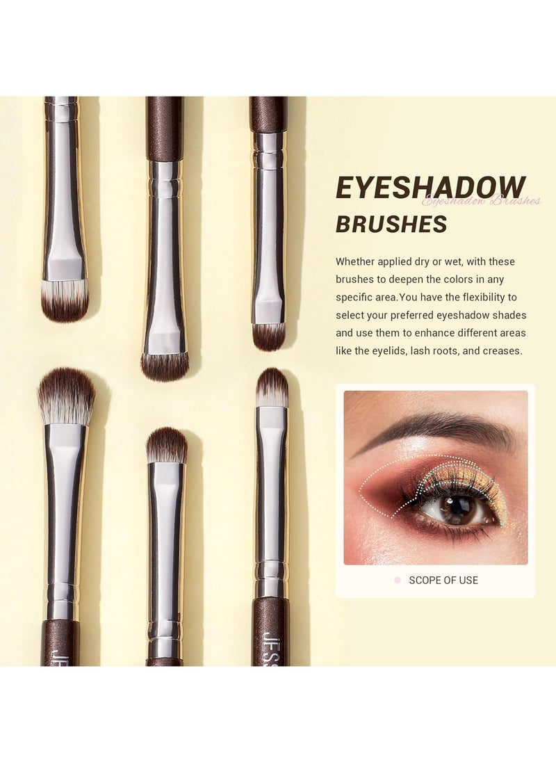 Jessup Jessup Eye Makeup Brushes Set Professional 15pcs Brown Eyeshadow Brush Eyebrow Concealer Eyeliner Blending Brush for Makeup Premium Synthetic Eye Brush Set T499  - Image 5