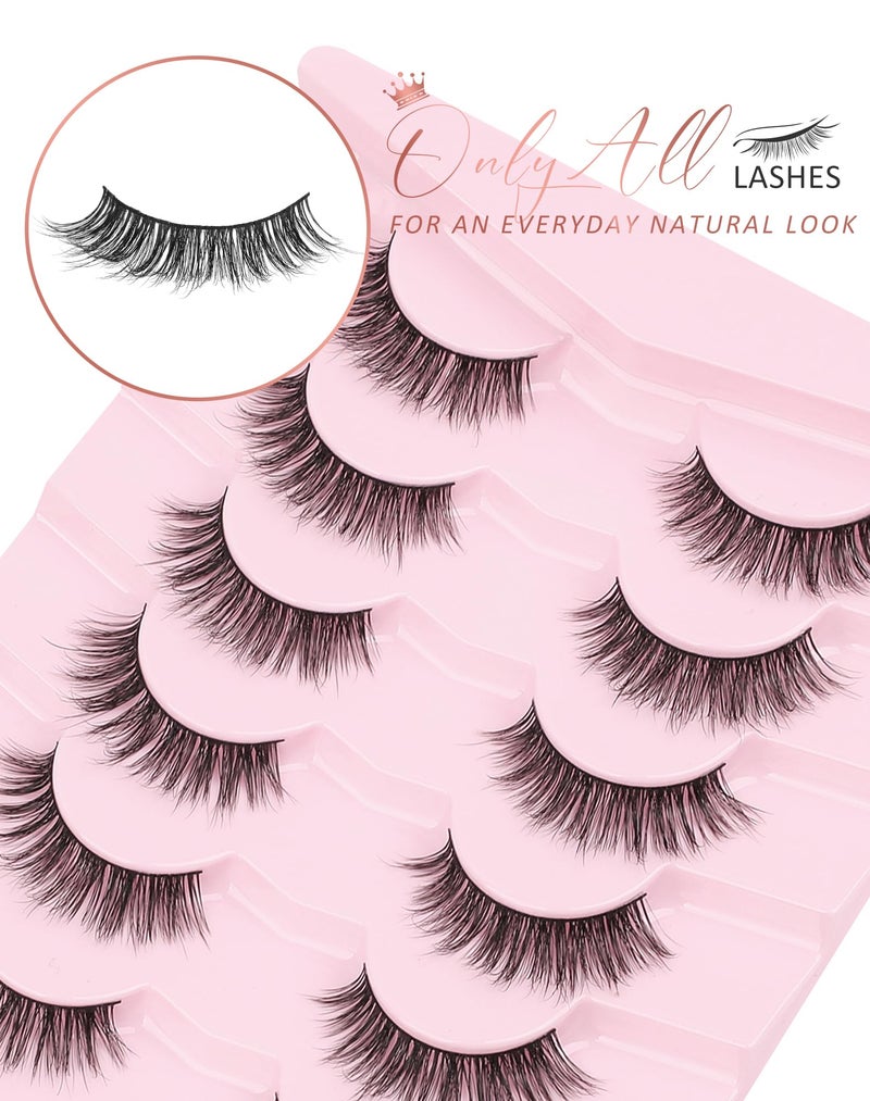 Onlyall Natural Lashes Wispy Lashes Natural Look False Eyelashes Natural Flared Eyelashes False Eye Lashes Soft Fluffy Lashes 7 Pairs D75 - Image 4
