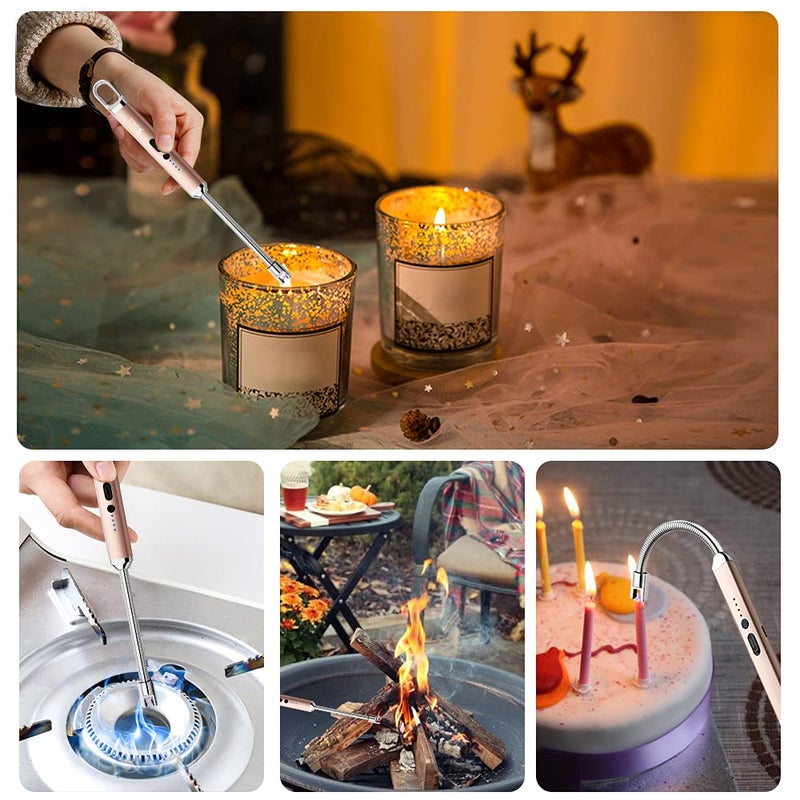 SUPRUS Lighter Rechargeable USB Lighter Arc Electric Lighetrs with Safety Switch 360Â° Flexible Neck Flameless Grill Long Lighters for Candle Camping Cooking (Champagne Gold) - Image 5