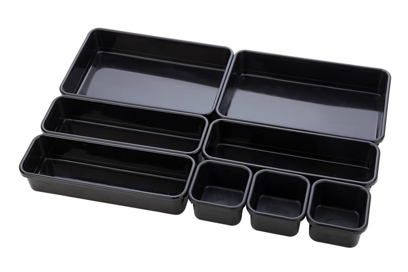 ROKTRY Desk Drawer Organizer Bathroom Drawer Tray Dividers Versatile Storage Bins Plastic Vanity Trays Organizers Divider Container for Dresser Makeup Kitchen Utensil Office 8 pcs - Image 3