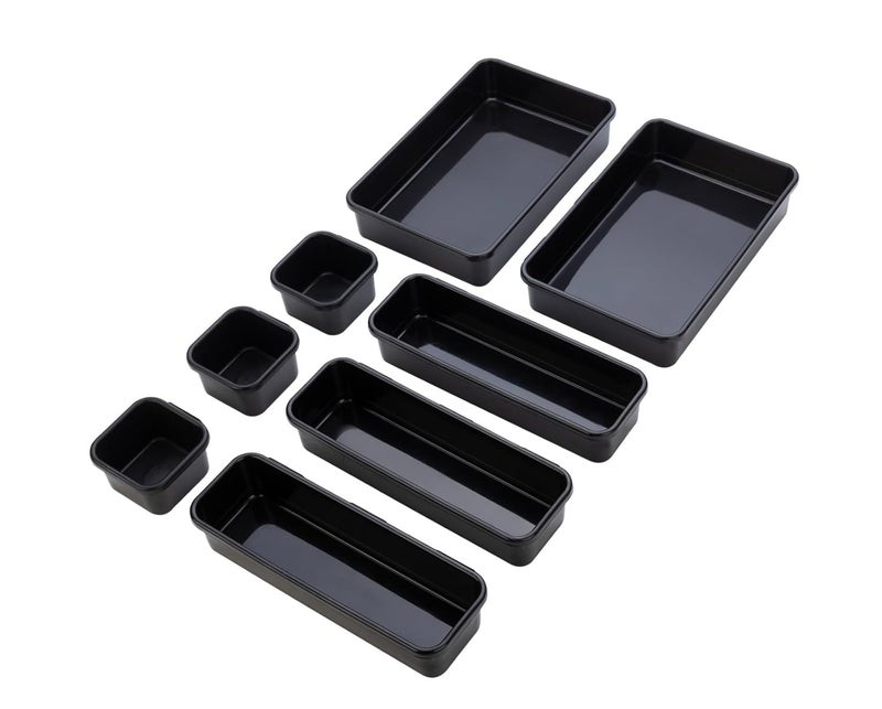 ROKTRY Desk Drawer Organizer Bathroom Drawer Tray Dividers Versatile Storage Bins Plastic Vanity Trays Organizers Divider Container for Dresser Makeup Kitchen Utensil Office 8 pcs - Image 1