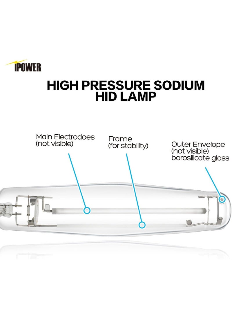 iPower iPower 1000W HPS Grow Light Bulb Lamp Pressure Sodium Bulb Lamp with High PAR Enhanced Red and Orange Spectrums for Plants Growth CCT 2100K 4 Pack  - Image 2