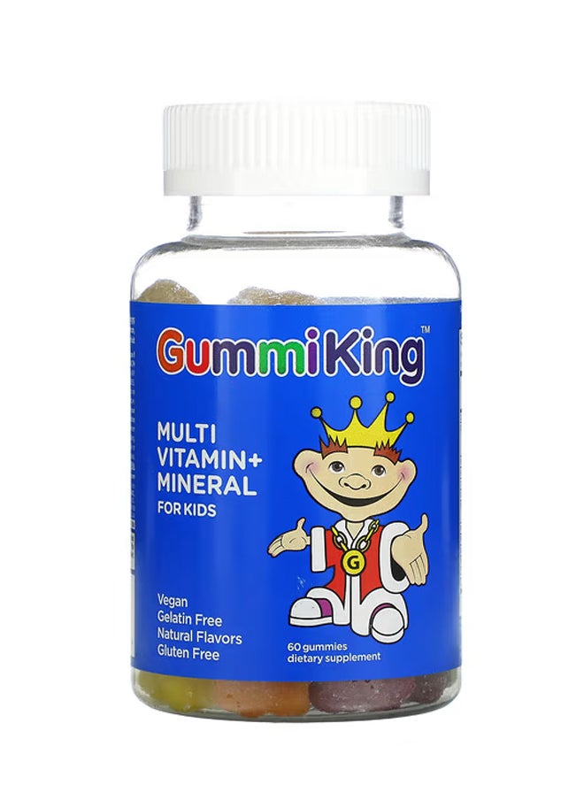 GummiKing Multi-Vitamin + Mineral for Kids Strawberry Orange Lemon Grape Cherry and Grapefruit 60 Gummies 