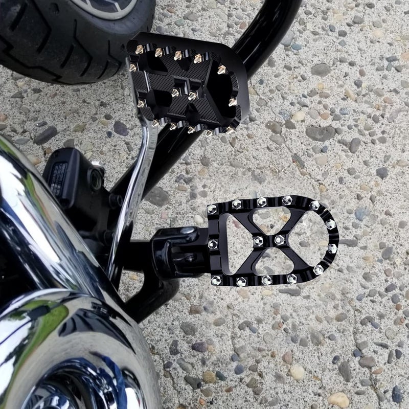 Goldfire MX Style Brake Pedal Pad Cover for H-D Softail Heritage Springer Fat Boy Deluxe FLSTN Road King FLHR Road Glide FLTR (Black) - Image 2