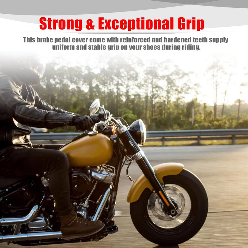 Goldfire MX Style Brake Pedal Pad Cover for H-D Softail Heritage Springer Fat Boy Deluxe FLSTN Road King FLHR Road Glide FLTR (Black) - Image 5