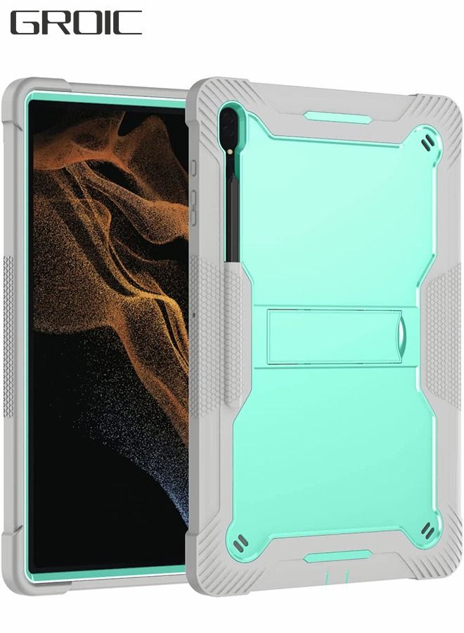 GROIC Samsung Galaxy Tab S8 Ultra Cover 14.6 Inch, Heavy Duty Shockproof with Stand, All-Inclusive Drop Resistant Tablet Case (SM-X900/X906) Green - Image 1