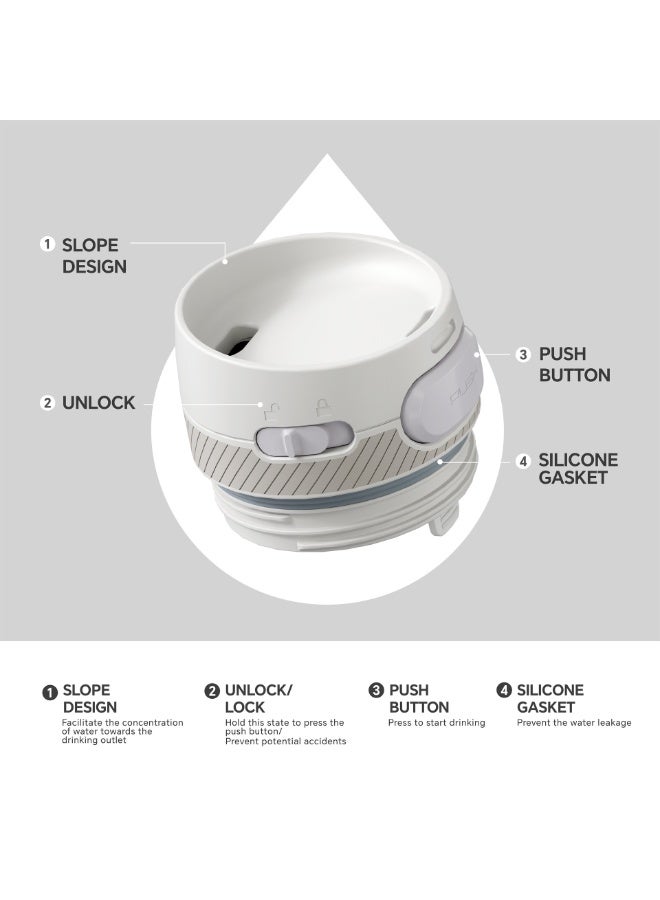 إيديوس زجاجة مياه رياضية محمولة من IDEUS 304 معزولة من الفولاذ المقاوم للصدأ بمقبض، سعة 700 مل، مناسبة للسفر والرحلات الخارجية. - Image 4