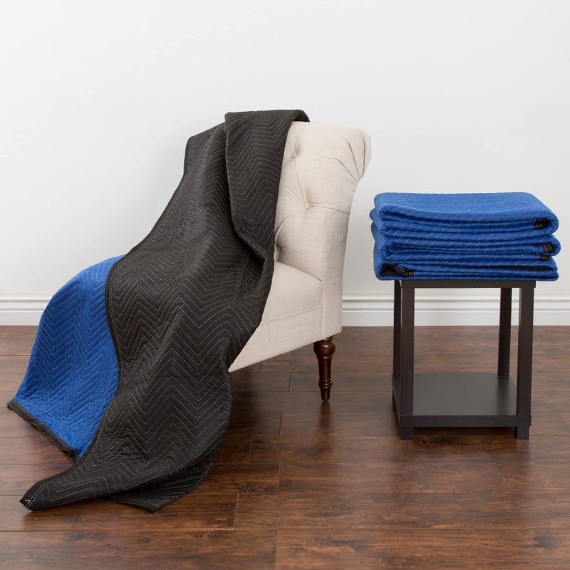 Stalwart 75-MOV1001 Blanket-80x73.5in Heavy-Duty Reusable Quilted Furniture Pad or Drop Cloth with Recycled Cotton Filling-Moving Supplies, 1-Pack, Black/Blue - Image 5