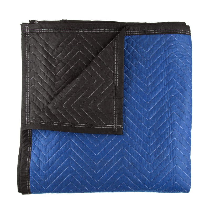 Stalwart 75-MOV1001 Blanket-80x73.5in Heavy-Duty Reusable Quilted Furniture Pad or Drop Cloth with Recycled Cotton Filling-Moving Supplies, 1-Pack, Black/Blue - Image 1