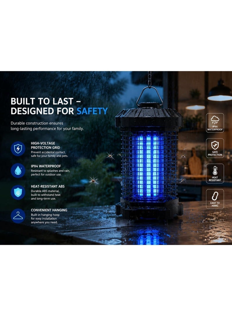 KINGMAZI High-Power 3800V–4200V Metal Insect Killer with Insulated Grid (18W UV Light) | Electric Mosquito & Fly Zapper, Indoor & Outdoor | Safe & Silent Bug Trap for Home, Garden, Bedroom - Image 3