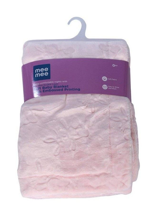 mee mee - Double Layered Soft Baby Blanket With Embossed Printing (Pink) (284.0Mm L X 20.0Mm W) - Image 1