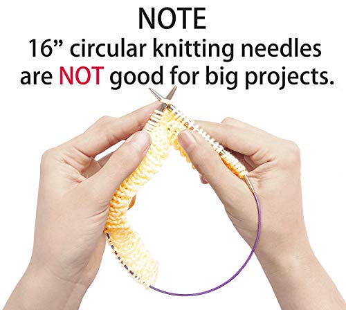 cuteDIY Size 6 Circular Knitting Needles 16 Inch Set Round Metal Kit - Image 5