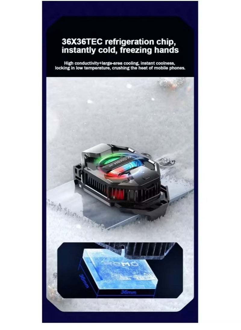 Memo DL20 Phone Cooler for Gaming with Advanced Semiconductor Radiator and Temperature Display – Ultra-Quiet Mobile Phone Cooling Fan to Prevent Overheating, Enhance Gaming Performance, and Protect Your Device During Long Sessions - Image 3