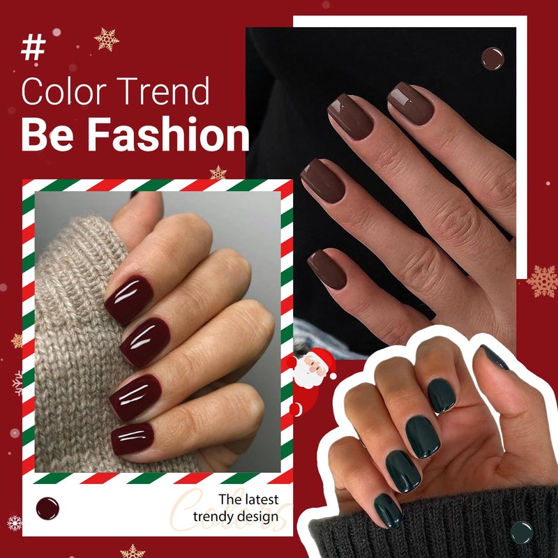 XCREANDO 48Pcs Burgundy Red Press on Nails Short Square Fake Nails, Dark Red Glue on Acrylic Nails Stick on for Women, Natural Handmade Thick Extra Short Nails - Image 4