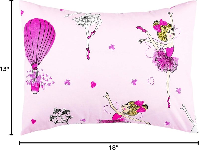 Comfy Turtles 13x18 Toddler Pillowcase - Ballerina Toddler Pillow Case Cotton, Toddler Pillowcase for Girls, Girly Pillow Case for Travel Size Small - Pink Ballerina - Image 3