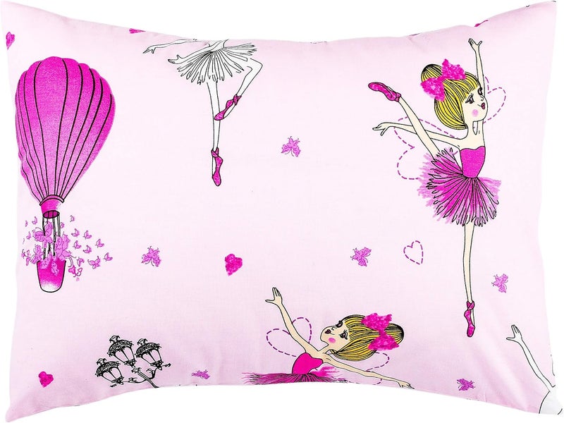 Comfy Turtles 13x18 Toddler Pillowcase - Ballerina Toddler Pillow Case Cotton, Toddler Pillowcase for Girls, Girly Pillow Case for Travel Size Small - Pink Ballerina - Image 1